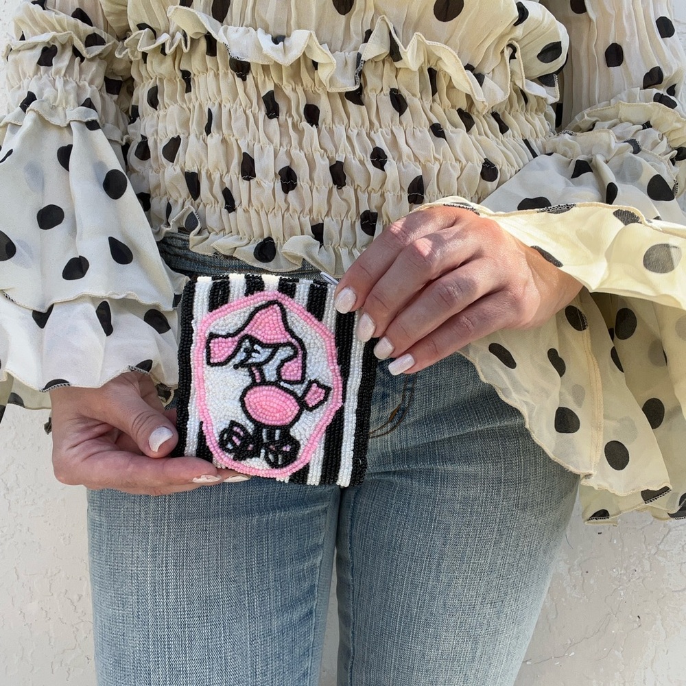 Vintage Poodle Beaded Coin Purse